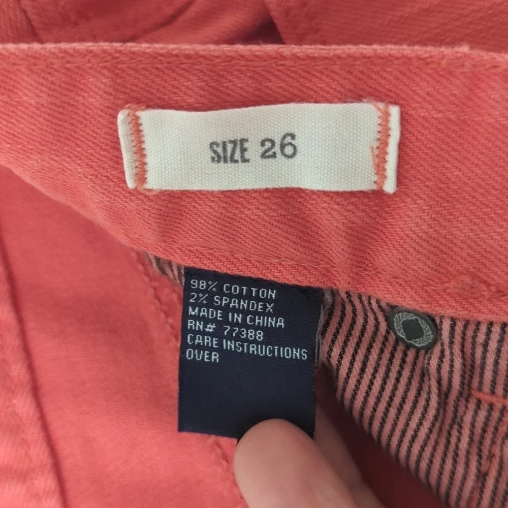 Madewell Classic Relaxed Mid Rise Cut Off Frayed Hem Jean Shorts Coral Pink 26 - Picture 5 of 11